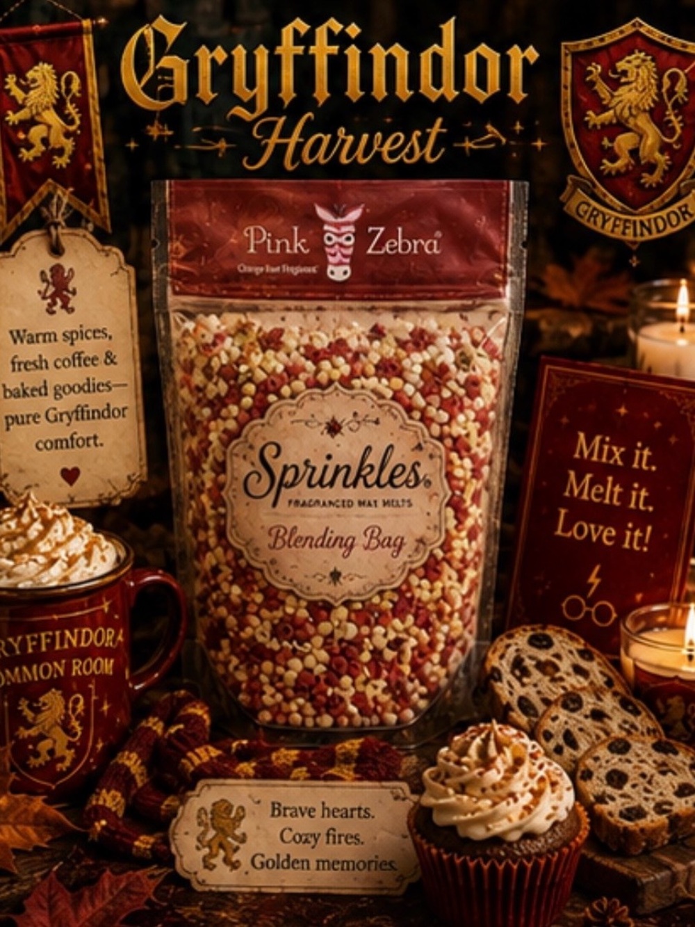 Pink Zebra Gryffindor wax melts